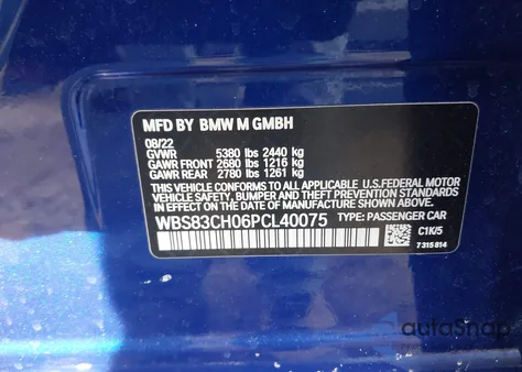 2023 BMW M5 z USA, uszkodzony, nr VIN WBS83CH06PCL40075